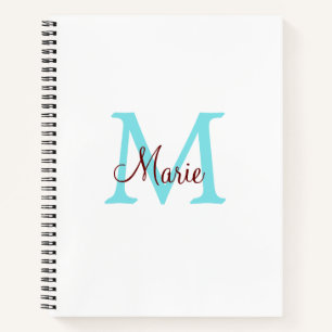 einfache minimalistische Monogramm-Name in Rosa Ro Notizbuch