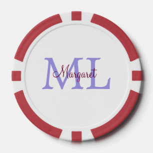 einfache minimalistische Monogramm-Name in Rosa Ro Pokerchips