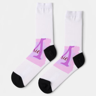 einfache minimalistische Monogramm-Name in Rosa Ro Socken