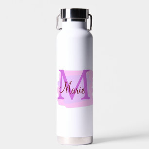 einfache minimalistische Monogramm-Name in Rosa Ro Trinkflasche