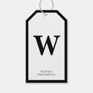 Einfache Minimalistische Monogramm Schwarz/Weiß Geschenkanhänger