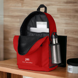 Einfache Minimalistische Monogramm und Name Bedruckter Rucksack