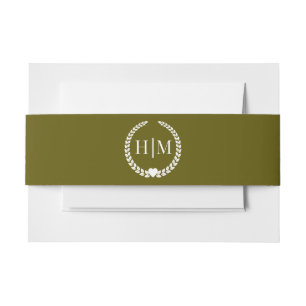 Einfache Minimalistische Mossy Forest Green Monogr Einladungsbanderole