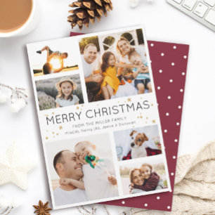 Einfache Minimalistische Multi-Foto Collage Modern Feiertagskarte