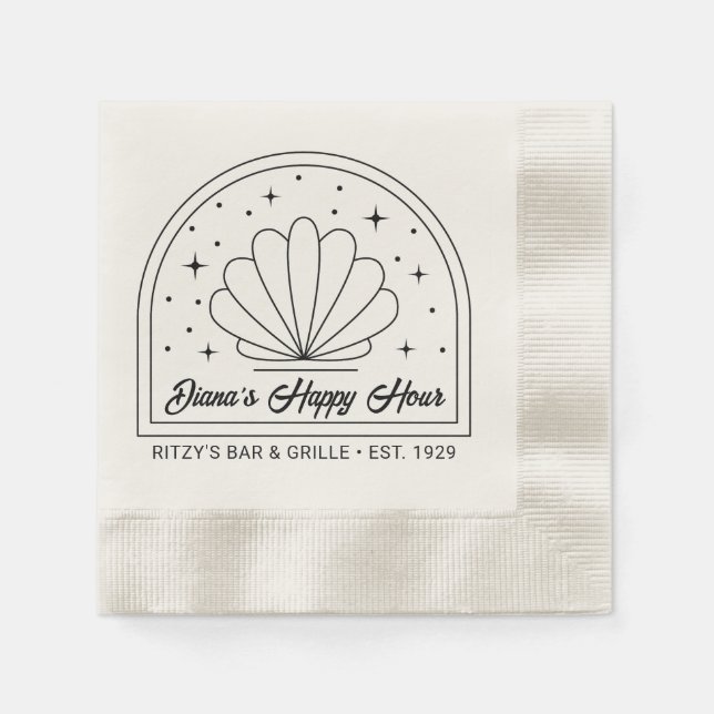 Einfache Minimalistische Muschel Logo-Getränke Nap Serviette (Vorderseite)