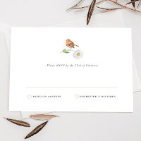 Einfache Minimalistische Natur Bird Daisy RSVP Kar