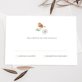 Einfache Minimalistische Natur Bird Daisy RSVP Kar