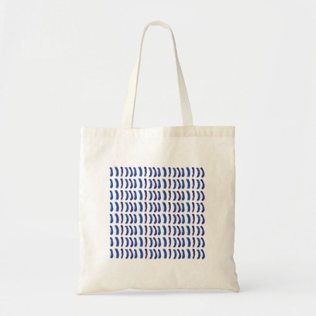 Einfache Minimalistische Ölfarbe Blau Linien Totbe Tragetasche (Vorne)