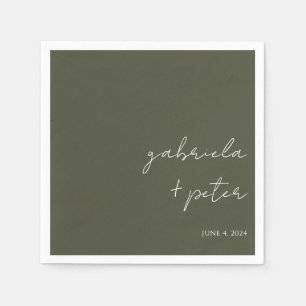 Einfache Minimalistische Olive Green Moderne Hochz Serviette