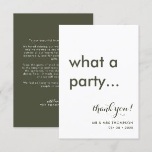 Einfache Minimalistische Olive Green Wedding Dankeskarte