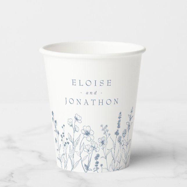 Einfache Minimalistische Periwinkle-Wildblume Hoch Pappbecher (Vorderseite)