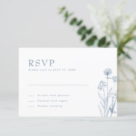 Einfache Minimalistische Periwinkle Wildblume Hoch RSVP Karte