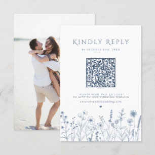 Einfache Minimalistische Periwinkle-Wildblume Hoch RSVP Karte