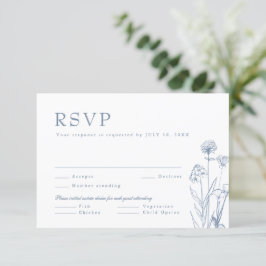 Einfache Minimalistische Periwinkle Wildblume Hoch RSVP Karte