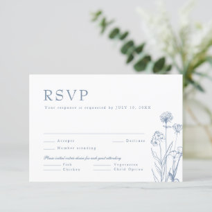 Einfache Minimalistische Periwinkle Wildblume Hoch RSVP Karte