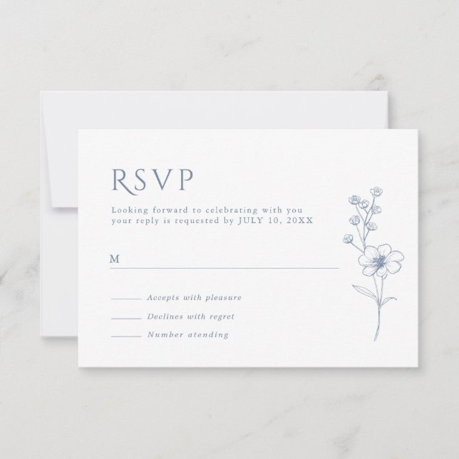 Einfache Minimalistische Periwinkle-Wildblume Hoch RSVP Karte (Vorderseite)