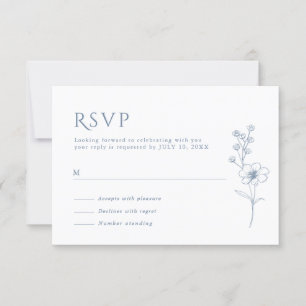 Einfache Minimalistische Periwinkle-Wildblume Hoch RSVP Karte
