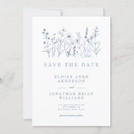 Einfache Minimalistische Periwinkle-Wildblume Hoch Save The Date