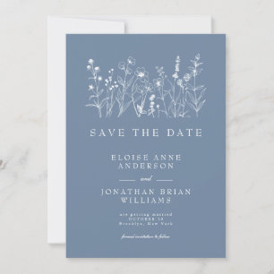 Einfache Minimalistische Periwinkle-Wildblume Hoch Save The Date