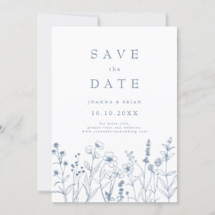 Einfache Minimalistische Periwinkle-Wildblume Hoch Save The Date