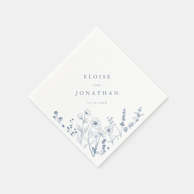Einfache Minimalistische Periwinkle-Wildblume Hoch Serviette (Ecke)