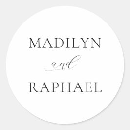 Einfache Minimalistische Personalisierte Hochzeit Runder Aufkleber