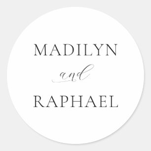 Einfache Minimalistische Personalisierte Hochzeit Runder Aufkleber