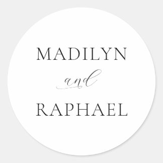 Einfache Minimalistische Personalisierte Hochzeit Runder Aufkleber