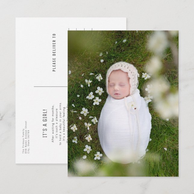 Einfache Minimalistische Portrait Foto Kinderankün Postkarte (Vorne/Hinten)