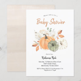 Einfache Minimalistische Pumpkin Floral Baby Dusch Einladung