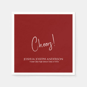 Einfache Minimalistische Red Graduation Party Serviette