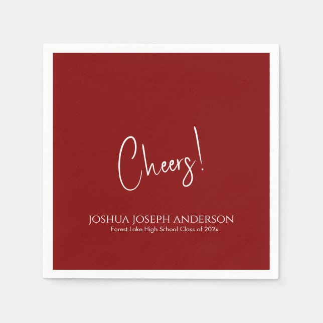 Einfache Minimalistische Red Graduation Party Serviette (Vorderseite)