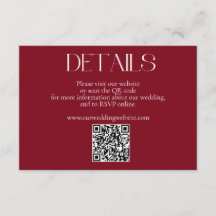 Einfache Minimalistische Red QR Code Hochzeitsseit