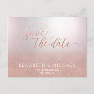 Einfache minimalistische Romantik-Rose Goldkalligr Ankündigungspostkarte