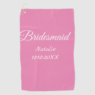 Einfache minimalistische rosa Brautjungfer-Text mi Golfhandtuch