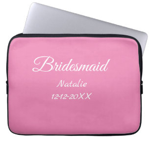Einfache minimalistische rosa Brautjungfer-Text mi Laptopschutzhülle