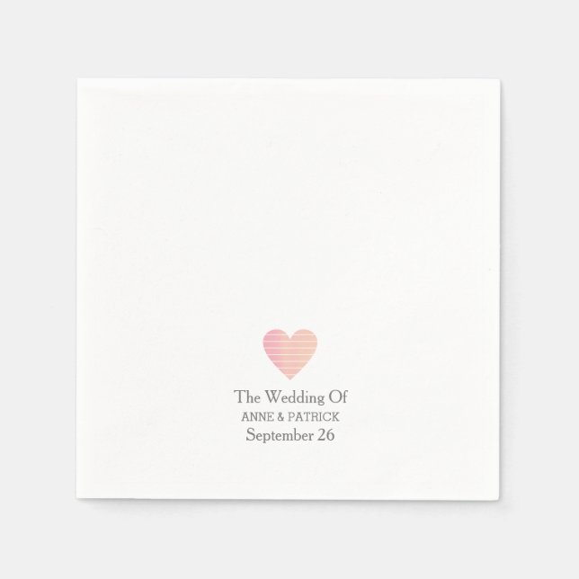 Einfache Minimalistische Rosa Herz Liebe Hochzeit Serviette (Vorderseite)