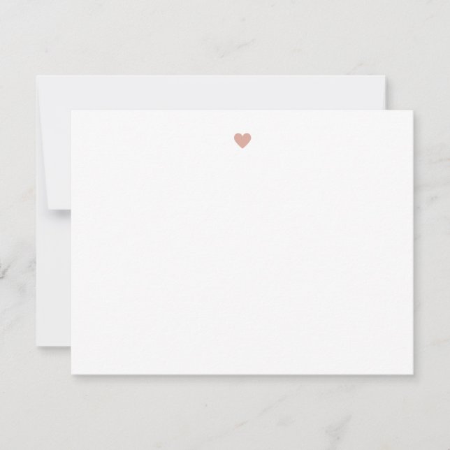 Einfache Minimalistische Rosa Herzbeschlag Mitteilungskarte (Vorderseite)