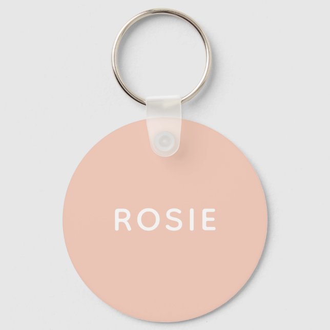 Einfache Minimalistische Rosa Individuelle Name Schlüsselanhänger (Vorderseite)