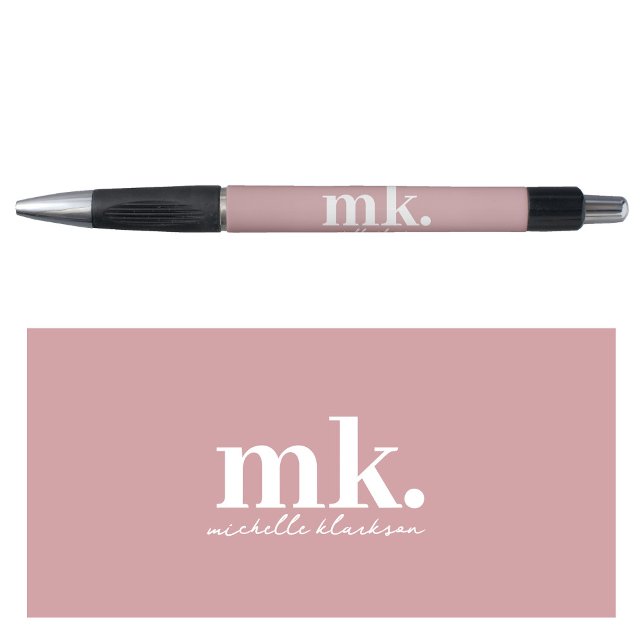 Einfache Minimalistische rosa Script Monogram Kugelschreiber (Simple Modern Minimalist Pink Script Monogram Pen)