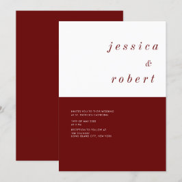 Einfache Minimalistische Rot-Weiß-Hochzeit Einladung