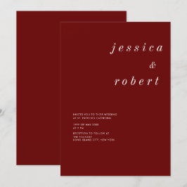 Einfache Minimalistische Rot-Weiß-Hochzeit Einladung