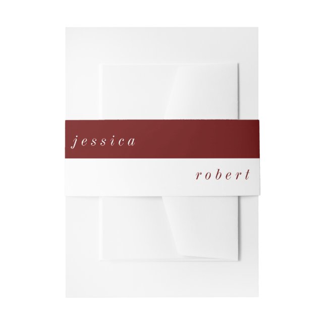 Einfache Minimalistische Rot-Weiß-Hochzeit Einladungsbanderole (Vorderseite Beispiel)
