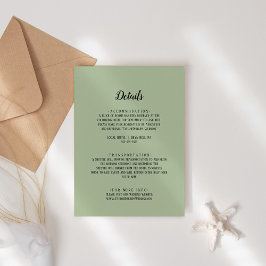 Einfache Minimalistische|Sage Hochzeitdetails Begleitkarte
