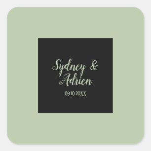 Einfache Minimalistische Sage Wedding Umschlag Auf Quadratischer Aufkleber