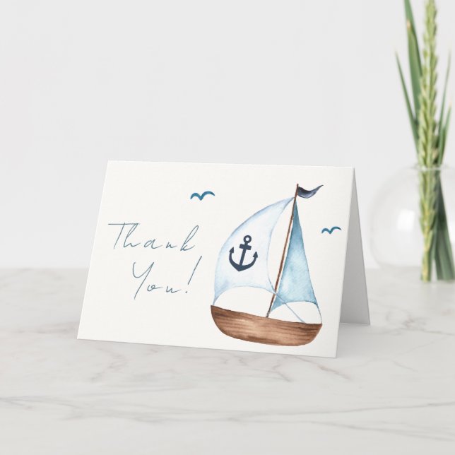 Einfache Minimalistische Sailboat Anchor Kinderdus Dankeskarte (Vorderseite)