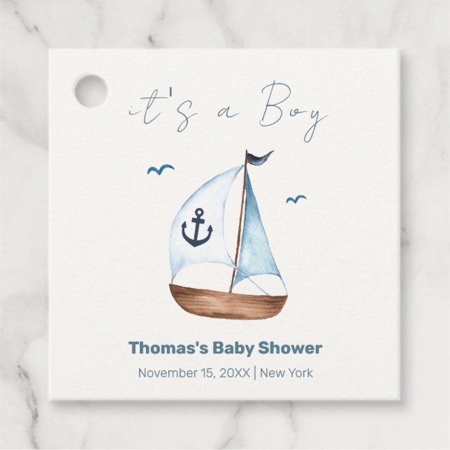 Einfache Minimalistische Sailboat Anchor Kinderdus Geschenkanhänger (Vorderseite)