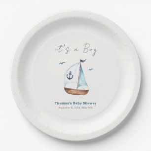 Einfache Minimalistische Sailboat Anchor Kinderdus Pappteller