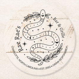 Einfache Minimalistische Schlangen-Logo Runder Pappuntersetzer