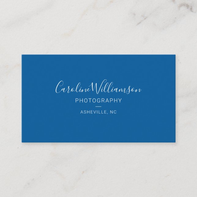 Einfache Minimalistische Schrift Blau Visitenkarte (Vorderseite)